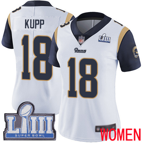 Los Angeles Rams Limited White Women Cooper Kupp Road Jersey NFL Football #18 Super Bowl LIII Bound Vapor Untouchable->women nfl jersey->Women Jersey